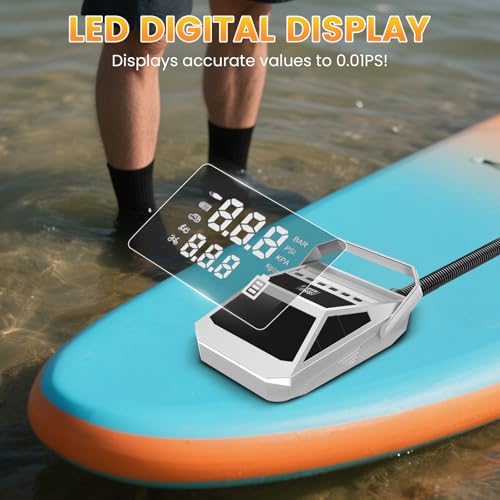 50PSI Paddle Board Pump Electric Portable, High Pressure Sup Pump - Dual Stage Inflation, Auto Shut Off and Deflate for St...
