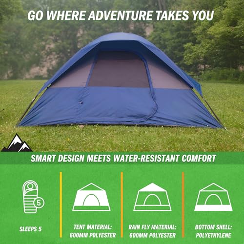 Camping Tent - Water-Resistant Cabin Style Outdoor Shelter with Built-in Screen Tent and Carrying Bag by Wakeman Outdoors