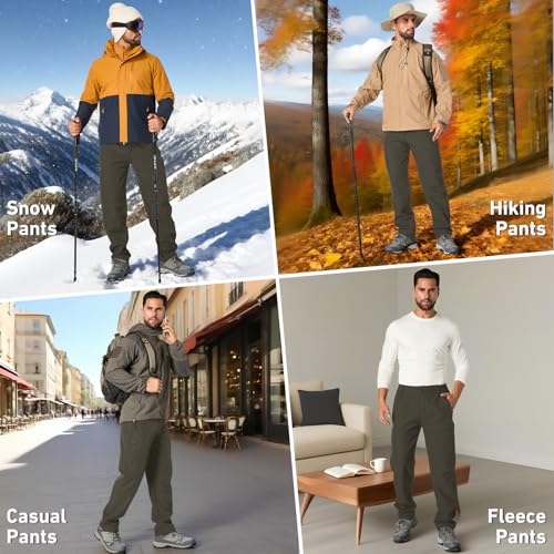 Jessie Kidden Mens Waterproof Hiking Pants Outdoor Snow Ski Fishing Fleece Lined Insulated Winter Pants