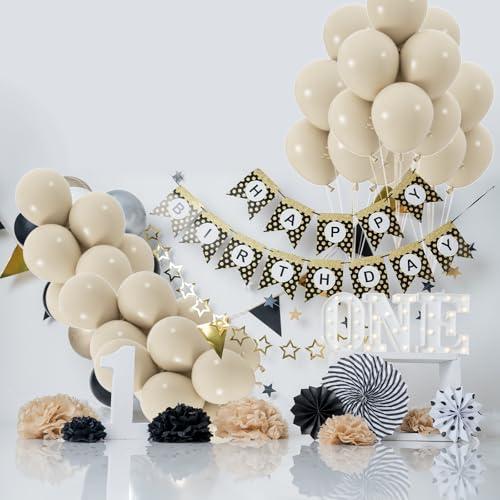 50pcs Sand White Balloons, 12inch White Sand Party Latex Balloon, Helium Ivory Balloons for Birthday Wedding Baby Shower G...