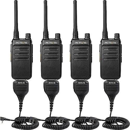 Retevis RB87 2 Way Radio Long Range, Walkie Talkies with Shoulder Mic, Rugged,for Adults, Two Way Radio for Construction Police School Security(4 Pack)