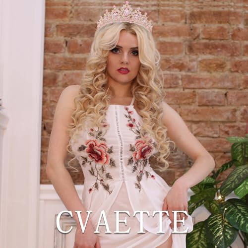 CAVETEE Crown for Women, Tiaras for Women Pink Princess and Queen Crown Crystal Headbands Hair Accessories for Bridal Birt...