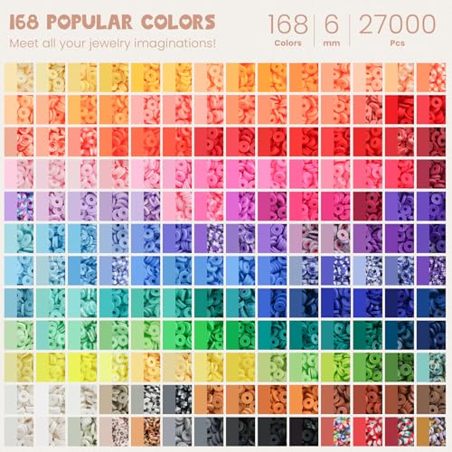 Gionlion 30,000 Pcs Clay Beads Bracelet Making Kit, 168 Colors 8 Boxes Flat Preppy Beads for Friendship Bracelets, Jewelry...