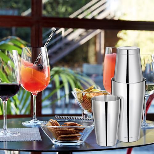Mwellewm 8 Pcs Cocktail Shaker Boston Shaker Set Professional Bartender Kit Bar Stainless Steel Drink Shaker Bartending Ma...