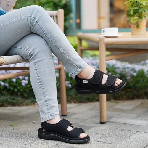 Garonne Women's Adjustable Open-toe Slippers with Ankle & Instep Straps and Arch Support, Summer House Shoes for Women Ind...