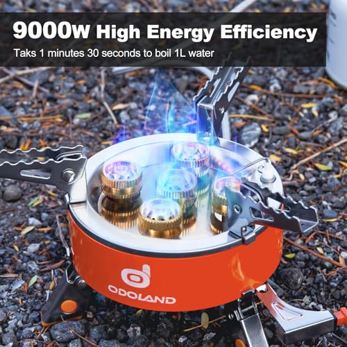 Odoland 9000W Portable Camping Stove Lightweight Camp Stove Collapsible Backpacking Stove with EVA Box for Outdoor Camping...