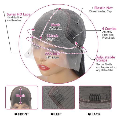 30 Inch Body Wave Lace Front Wigs Human Hair Wig for Women 13x6 HD Lace Front Wigs 200 Density Glueless Wig Pre Plucked with Baby Hair