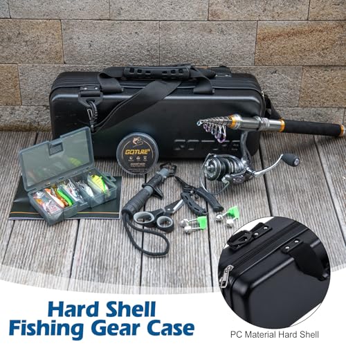 Goture Fishing Rod and Reel Combos-Telescopic Fishing Pole Spinning Reel Lures Set with PC Hard Shell Suitcase, Telescopic...