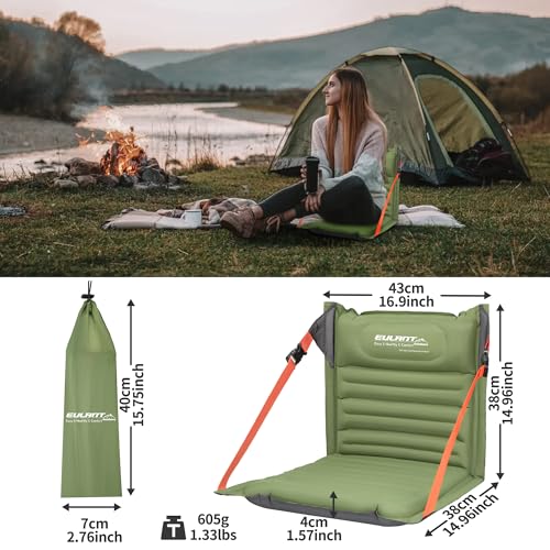 EULANT Lightweight Inflatable Folding Seats for Camping Chair with Back Support and Adjustable Straps,Foldable Bleacher Ch...