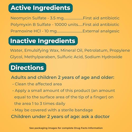 Neosporin + Maximum-Strength Pain Relief Dual Action Cream, First Aid Topical Antibiotic and Analgesic Cream for Wound Car...