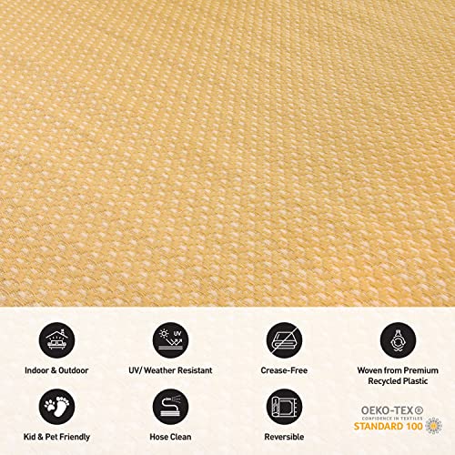Rugshop Elba Contemporary Plaid Reversible Crease-Free Waterproof Premium Recycled Plastic Outdoor Rugs for Patio,Backyar...