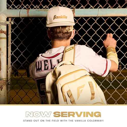 Franklin Sports Snapback Baseball Hat - Baseball + Softball Caps for Men + Women - 5-Panel Adult Performance Sports Hat - Cool + Comfortable Hat for Athletes - Vanilla/Gold - Adult One Size Fits All