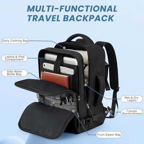 Sinaliy Travel Backpack for Men Women, Personal Item Travel Bag with Multi-Pockets, Airline Approved Carry on Backpack Fit...