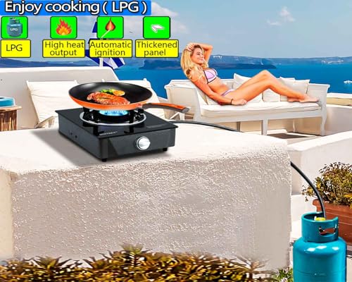 Horynar Propane Burner, Single Burner Propane Stove 15,000 BTU, Gas Stove Auto Ignition, Thickened High-temperature Glass,...