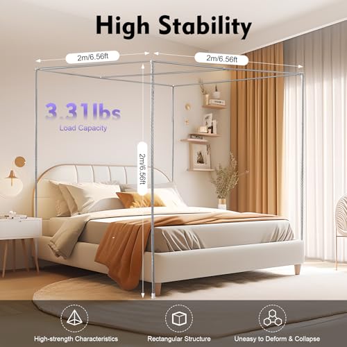 Siujan Stainless Steel Bed Canopy Frame 6.5FT Silvery