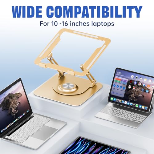 JOYEKY Laptop Stand for Desk, Adjustable Computer Stand with 360° Rotating Base, Ergonomic Laptop Riser for Collaborative ...