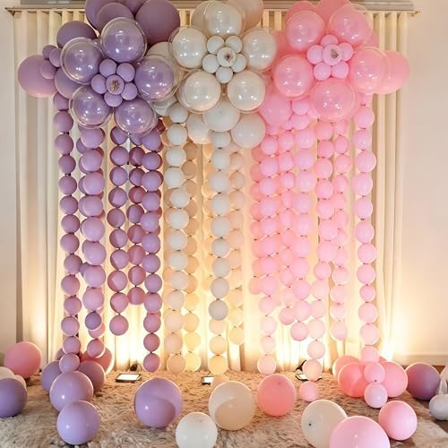 Pastel Pink Linking Balloons, 100PCS 6 Inch Small Baby Pink Link Balloons for Making Balloon Wall Heart Arch, Quick Linked...