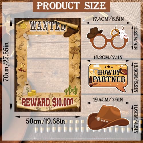 West Wanted Photo Booth Props Selfie Frames & 25 Pieces Western Photo Booth Props, Wild West Themed Party Decoration, West...