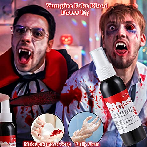 Go Ho Blood Splatter Fake Blood Washable(2.1 oz),Halloween Fake Blood Spray Eye Blood Drops Body Paint,Fake Blood for Clot...