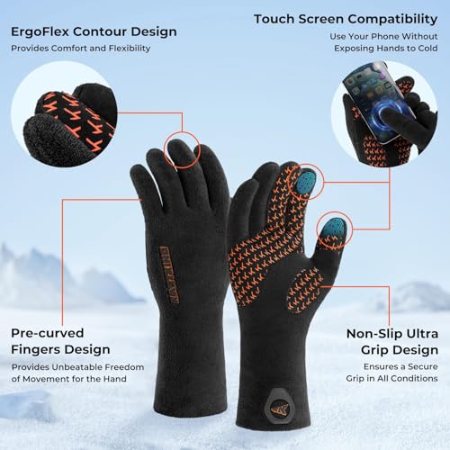 KastKing HydroSense Waterproof Fishing Gloves, 100% Waterproof and Breathable Cold Weather Fishing Gloves, Ideal for Ice F...