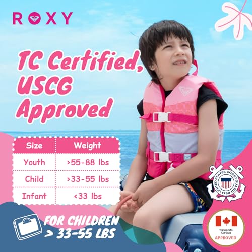 ROXY Women's Life Vest and Kids Life Vest, USCG Approved PFD, Light-Weight EPE Foam Life Jacket with Quick-Release Buckles...