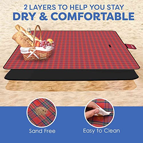 GIVERARE Picnic Beach Blanket, XL Sandfree Waterproof Outdoor Camping Blankets, Quick Drying Family Mat, Portable Extra La...