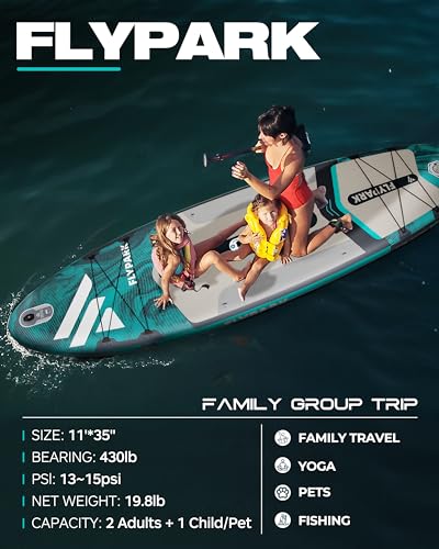 Flypark Standard&Family Bundles｜11'x34 & 11'x35 Inflatable Stand Up Paddle Boards, All Accessories+2, 116L Backpack, Shoul...