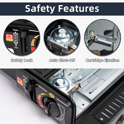 SHINESTAR Dual Fuel Stove with Butane & Propane Compatibility, Portable Camping Stove for Outdoor Cooking, Propane Adapter...