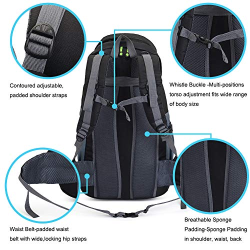 RuRu monkey 50L Hiking Backpack, Waterproof Lightweight Daypack for Outdoor Camping Travel