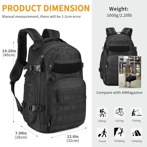 Military Tactical Backpack 30L Molle Rucksack EDC Daypack Small Bug Out Bag for Outdoor Hiking Travel Camping Cycling