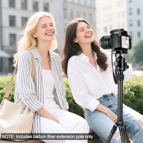 Koolehaoda Tripod Extension Pole, 2-Section Center Column Carbon Fiber Extender Rod Telescopic Stick Monopod with Arca Por...