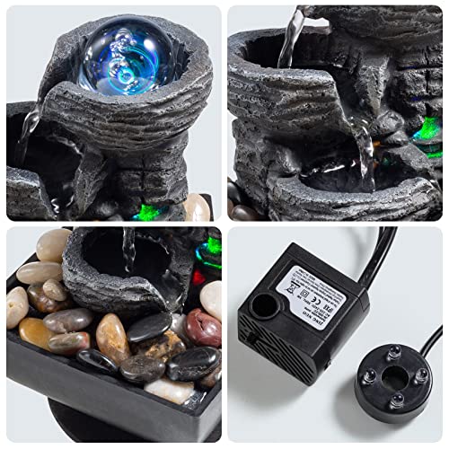 Tabletop Fountain Indoor Waterfall Meditation Fountain Like Layers of Rock Desktop Water Feature Includes Many Natural Riv...