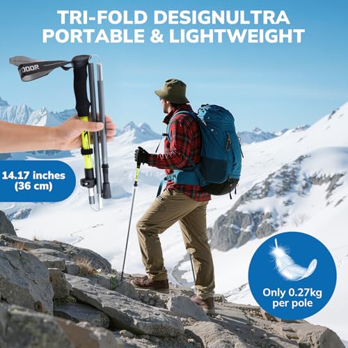 Gifts for Men Christmas Collapsible Trekking Pole, Ultralight 7075 Aluminum Hiking Stick for Women, Men & Seniors, 3-Secti...
