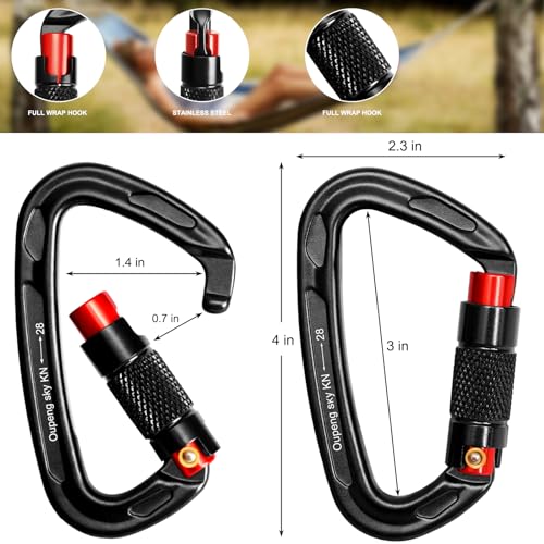 Auto Locking Carabiner Clips - 28KN (6172lbs) Heavy Duty Caribeaners ，4PCS Large Carabiner Clip for Keychains，Hammock，Camp...