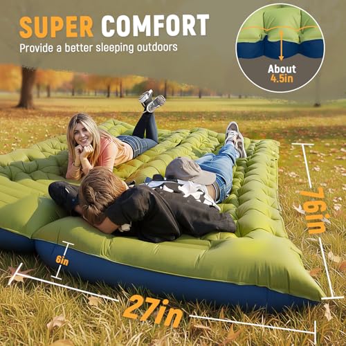 Myxslop Camping Sleeping Pad, Ultralight Camping Mat with Built-in Foot Pump, Comfortable Sleeping Mat for Backpacking, Ca...