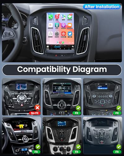 Ford Focus Car Stereo Radio 2012-2018 with Carplay/Android Auto, 10.4 Inch IPS Touch Screen Replacement with GPS Navigatio...