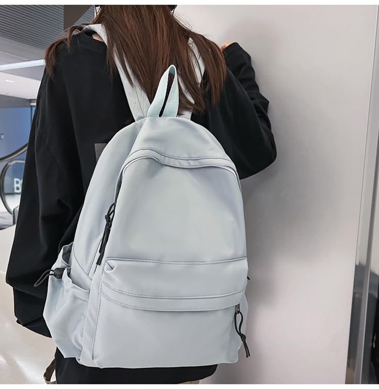 NIORYUZ Cute Backpack Basic Office Laptop Travel Lightweight Small Preppy (Baby Blue)