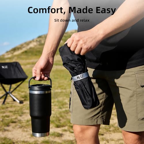 NJZ Lightweight Folding Camping Chair — Compact & Easy to Use, Portable Chair for Everyday Outdoor Comfort, Beach, Campin...