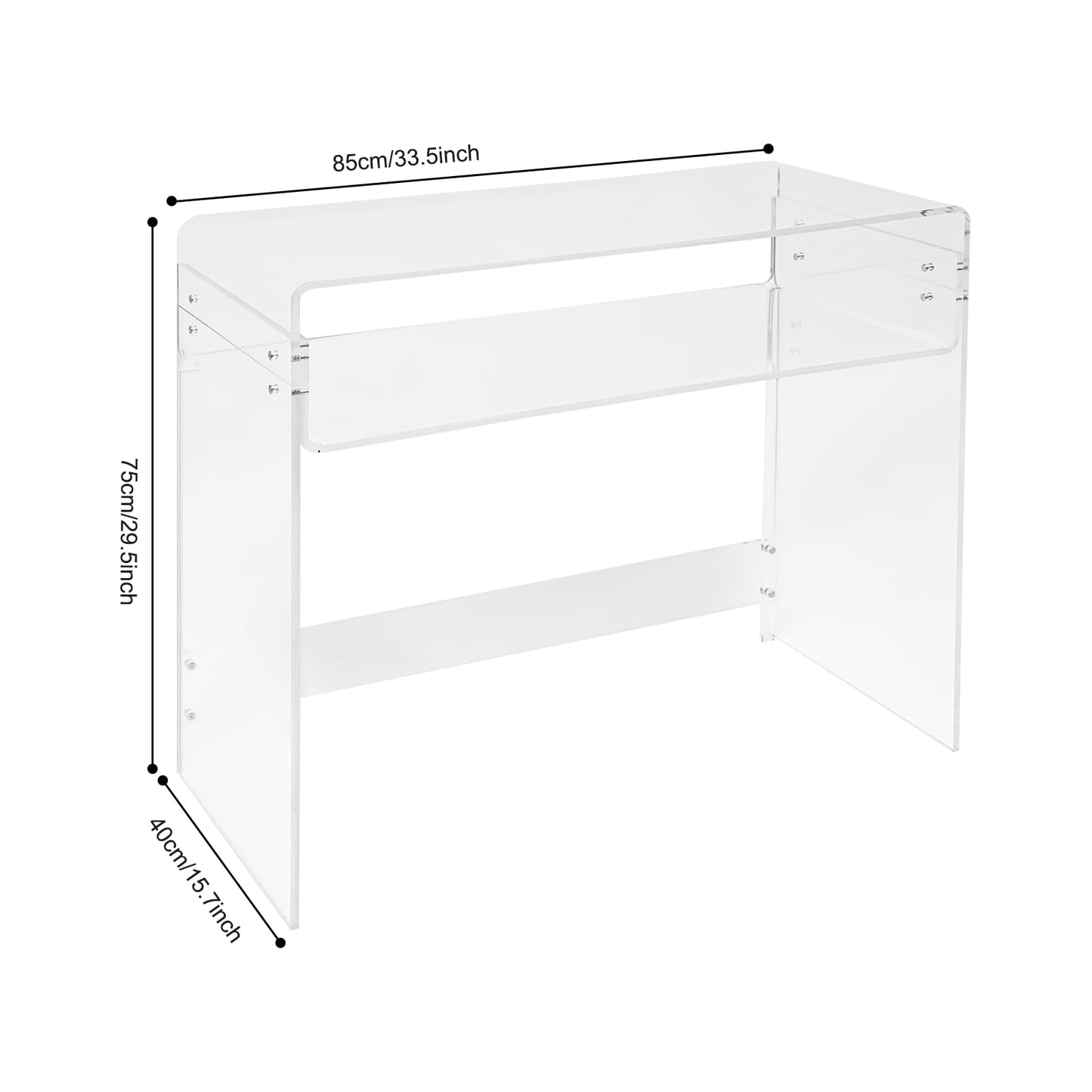 GALAXYWAY 33.5" L x 15.7''W x 29.5" H Acrylic Desk, Clear Acrylic Table Desk Modern Home Office Desk Clear Acrylic Console Table Minimalist Desk for Bedroom Office Living Room 66Lbs Load Capacity