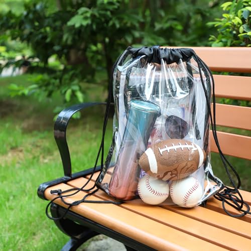 RunaFun Clear Drawstring Bag, 17x13in Transparent Backpack, Clear Bag for Stadium Approved Concert Baseball Festival Beach...