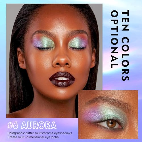 MAKI YIKA Glitter Liquid Eyeshadow Chameleon Metallic Eyeshadow MultiColor Shifting Long Lasting Multichrome Holographic E...