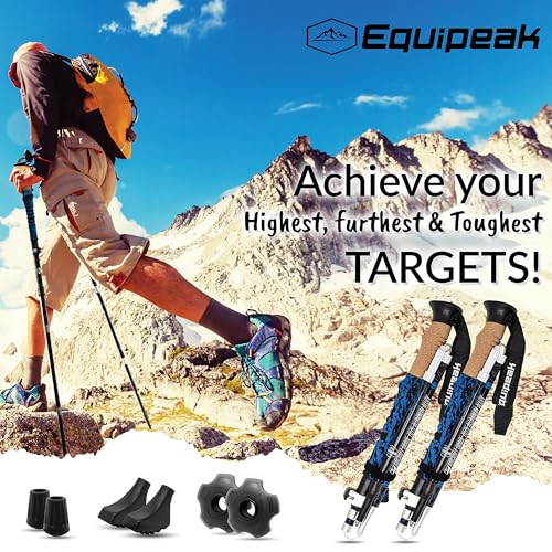 Equipeak Hiking Poles Collapsible Lightweight & Adjustable - Quick Lock Foldable Trekking Poles, Hiking Sticks with Cork G...