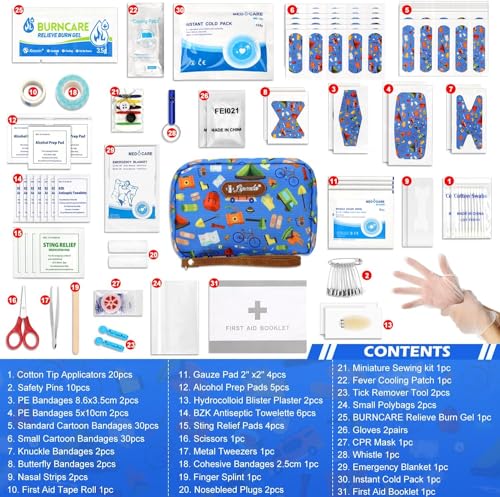 Portable Travel First Aid Kit for Kids and Adults, 143 Pieces All-Purpose Emergency First Aid Kit for Home, Car, Diaper Ba...