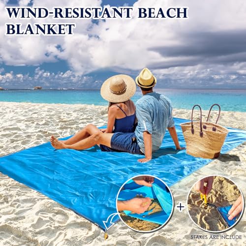 Fammart Beach Blanket Sandproof Waterproof, Compact Pocket Picnic Blanket, Quick-Drying Lightweight Beach Mat Camping Tarp...