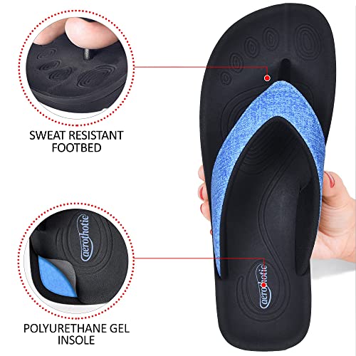 Aerothotic Arch Support Flip Flops for Women Comfortable Orthopedic Cushioned Memory Foam Footbed with Faux Leather Padded...