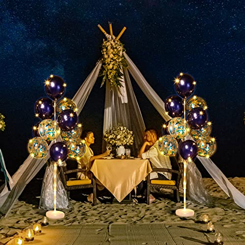 Wettarn 2 Sets Floor Balloon Column Stand Kit with LED Lights 40 Pcs Balloons Column Holder Centerpieces Tower Backdrop fo...