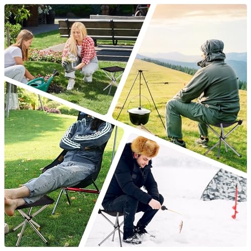 KOKSRY Portable Stool, 13.8 Inch High & 1.32 lbs Small Folding Chair, Telescopic Compact Foldable Stool with Carry Bag for...
