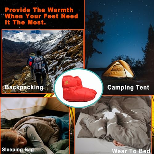 AUDIFU Down Booties Warm Socks Ultralight Sleeping Sock for Camping, Backpacking - Camp Sleeping Bag Tent Down Foot Warmer...