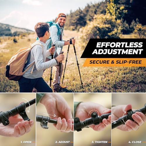 Foxelli Carbon Fiber Trekking Poles – Lightweight Collapsible Hiking Poles with Cork Grips, Quick Flip Locks & All-Terrain...