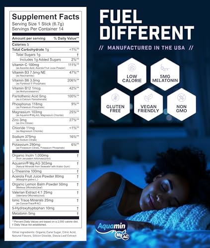 skyMD Hydration + Sleep | Electrolytes Powder Packets | Low Sugar, 5 Calories | 12 Vitamins & Minerals, Sodium | Sleep Sup...